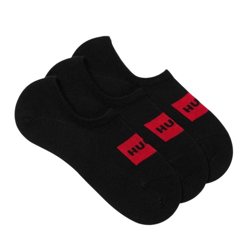 Boss Mens Label No-Show Socks (Pack of 3) / Black
